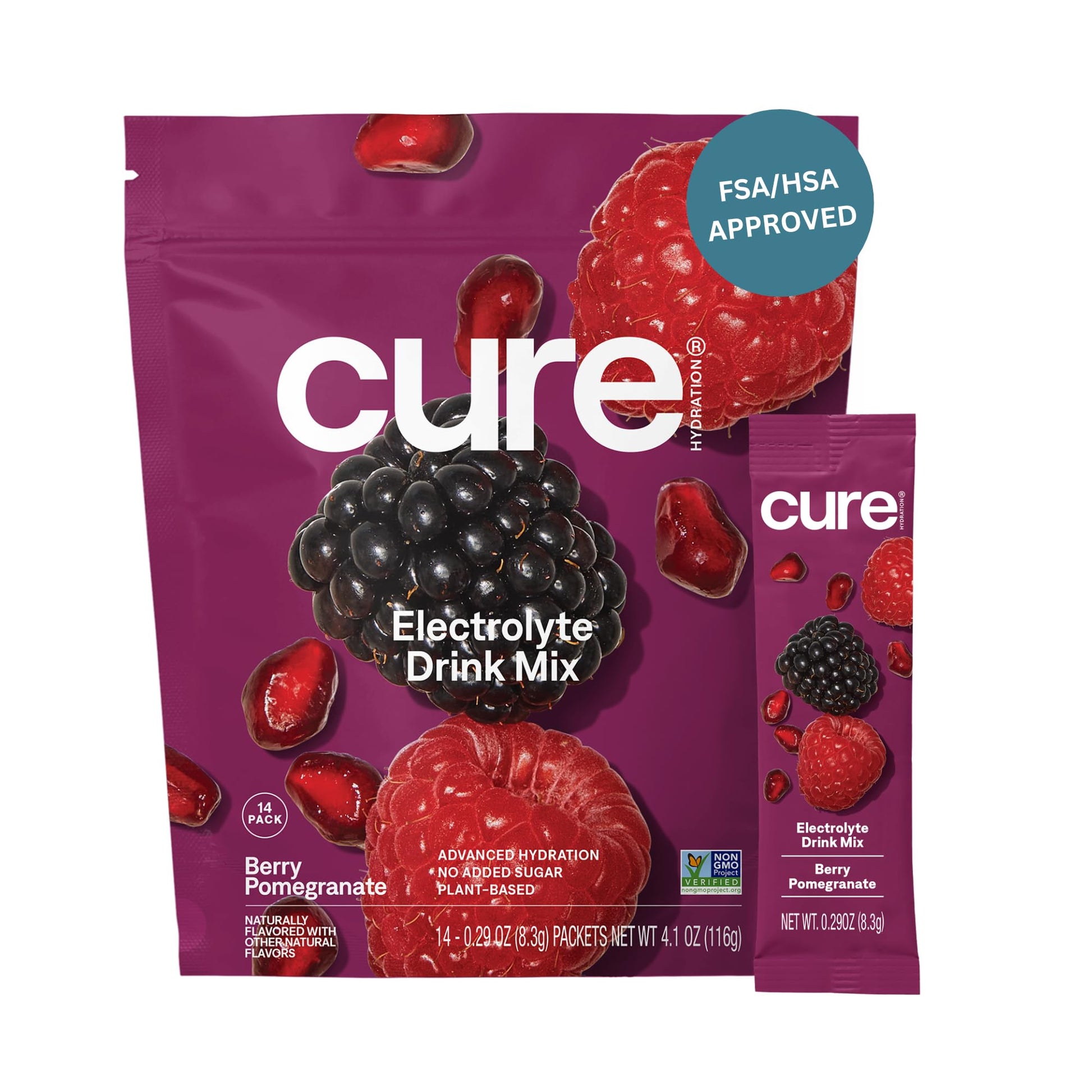 Cure Hydration | Plant-Based Electrolyte Drink Mix | No Added Sugar | FSA-HSA | Dehydration Relief Powder Made with Coconut Water | Non-GMO | Vegan - Maple Wellness Supplements