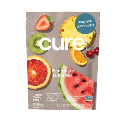 Cure Hydration | Plant-Based Electrolyte Drink Mix | No Added Sugar | FSA-HSA | Dehydration Relief Powder Made with Coconut Water | Non-GMO | Vegan - Maple Wellness Supplements