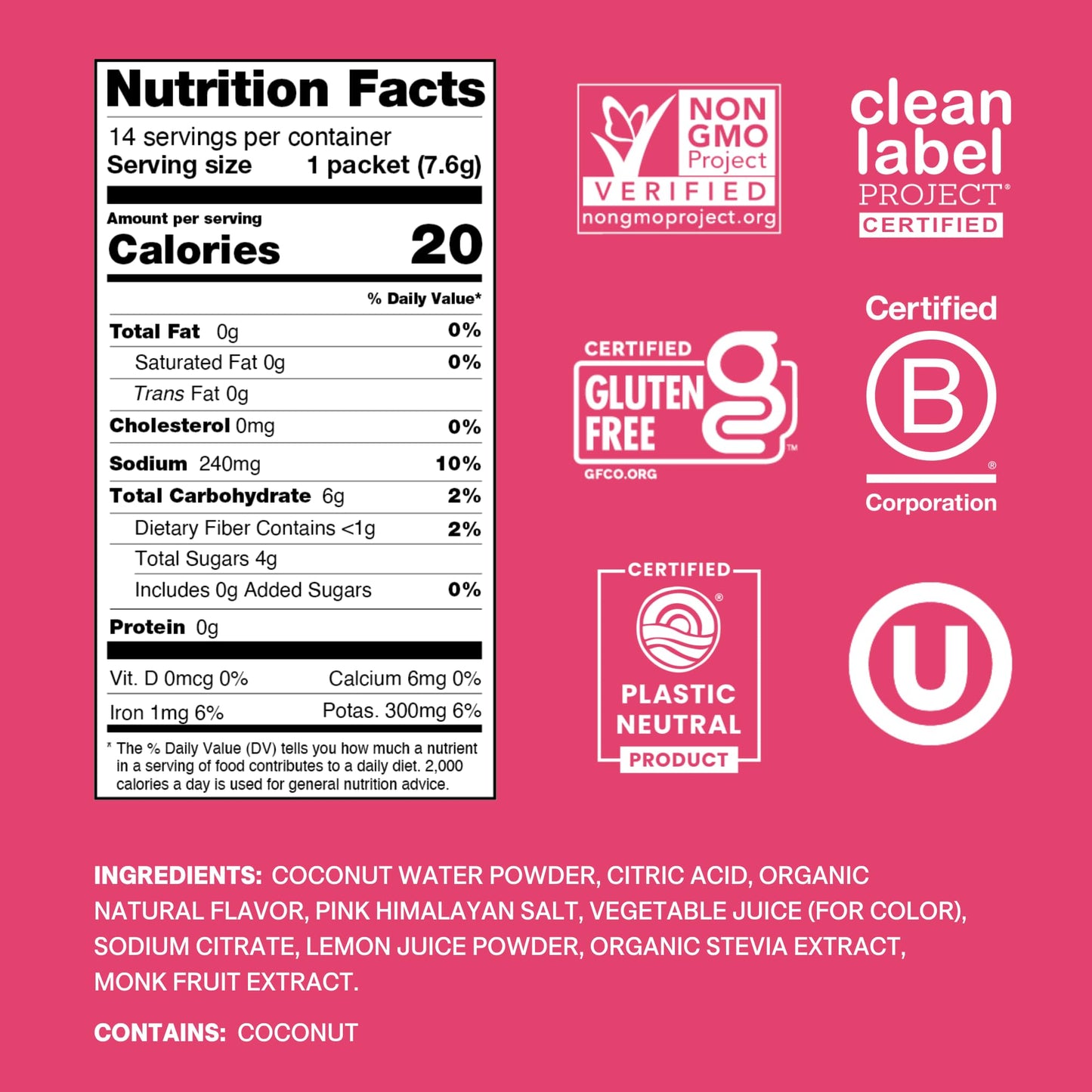 Cure Hydration | Plant-Based Electrolyte Drink Mix | No Added Sugar | FSA-HSA | Dehydration Relief Powder Made with Coconut Water | Non-GMO | Vegan | Pouch of 14 Packets - Tropical Punch - Maple Wellness Supplements