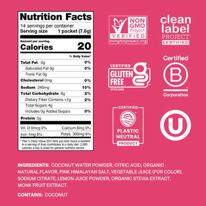 Cure Hydration | Plant-Based Electrolyte Drink Mix | No Added Sugar | FSA-HSA | Dehydration Relief Powder Made with Coconut Water | Non-GMO | Vegan | Pouch of 14 Packets - Tropical Punch - Maple Wellness Supplements
