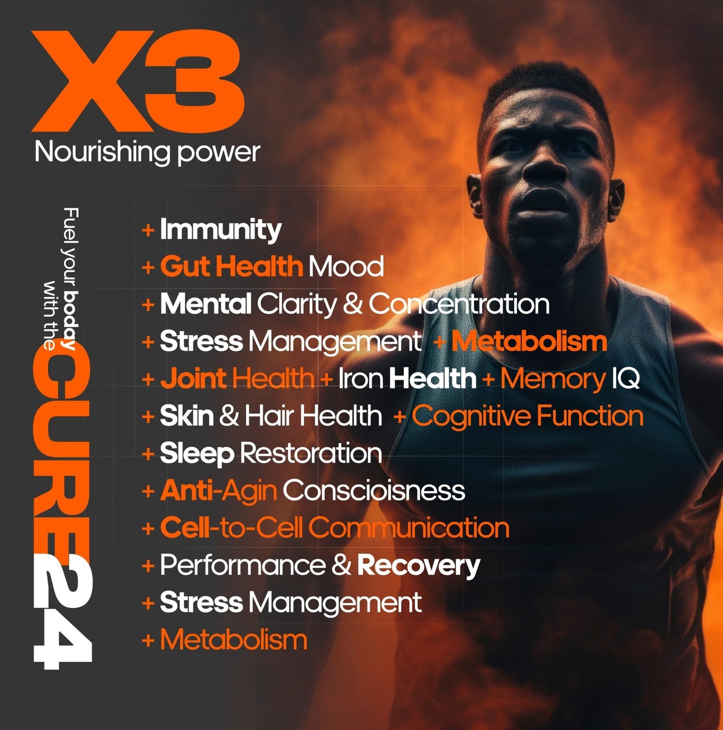 Cure24 Bovine X3 Colostrum Supplement Powder for Humans, 100% Pure Whole Natural Grass Fed Superfood, High IgG, Plus Probiotic & Prebiotic, Natural Peach-Mango Flavor, Made in USA - Maple Wellness Supplements