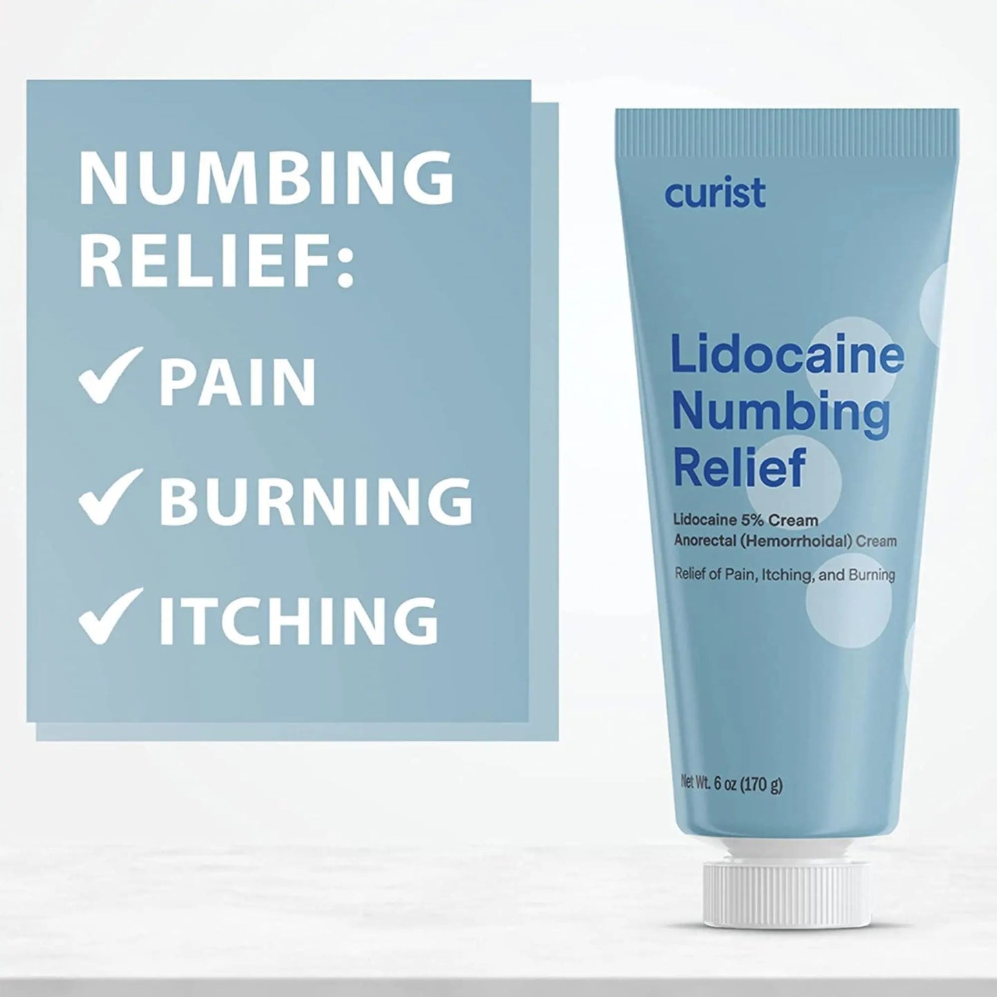 Curist 5% Lidocaine Cream Maximum OTC Strength Topical Pain Relief OTC - 12 oz (Pack of 2) XL Tube 5 Percent Lidocaine Numbing Cream to Numb Effectively (2 Pack - 6 oz Tube) - Maple Wellness Supplements