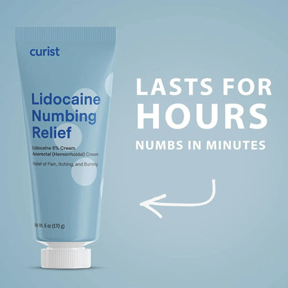 Curist 5% Lidocaine Cream Maximum OTC Strength Topical Pain Relief OTC - 12 oz (Pack of 2) XL Tube 5 Percent Lidocaine Numbing Cream to Numb Effectively (2 Pack - 6 oz Tube) - Maple Wellness Supplements