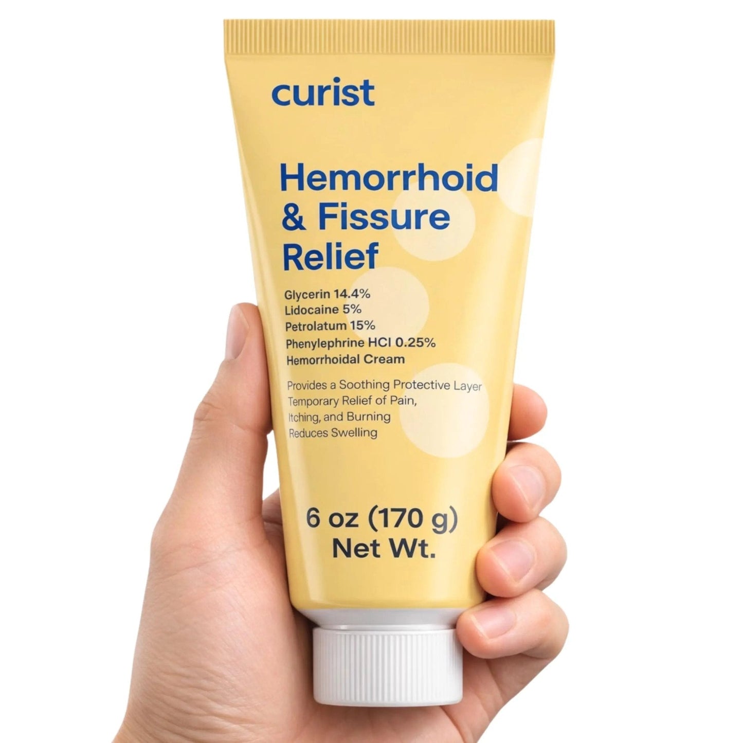 Curist Fissure and Hemorrhoid Cream with Lidocaine 5% and Phenylephrine HCl - Numbing Anal Fissure Cream Temporarily Shrinks Hemorrhoids - Reduces Itching, Swelling, & Burning - Huge Tube - 6oz - Maple Wellness Supplements