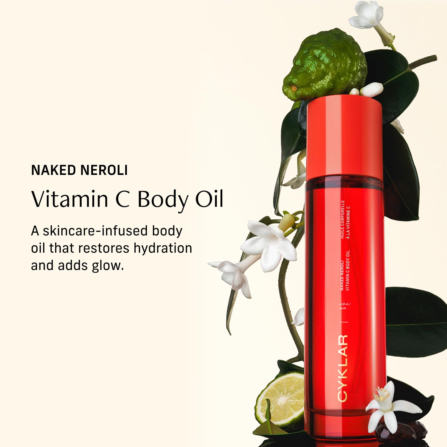 CYKLAR Vitamin C Body Oil for Women and Men. Moisturizing Naked Neroli Scented Body Serum for Glowing Skin. Nourishing, Hydrating After-Shower and Bath Skin Care Moisturizer, 4.2 Fl Oz - Maple Wellness Supplements