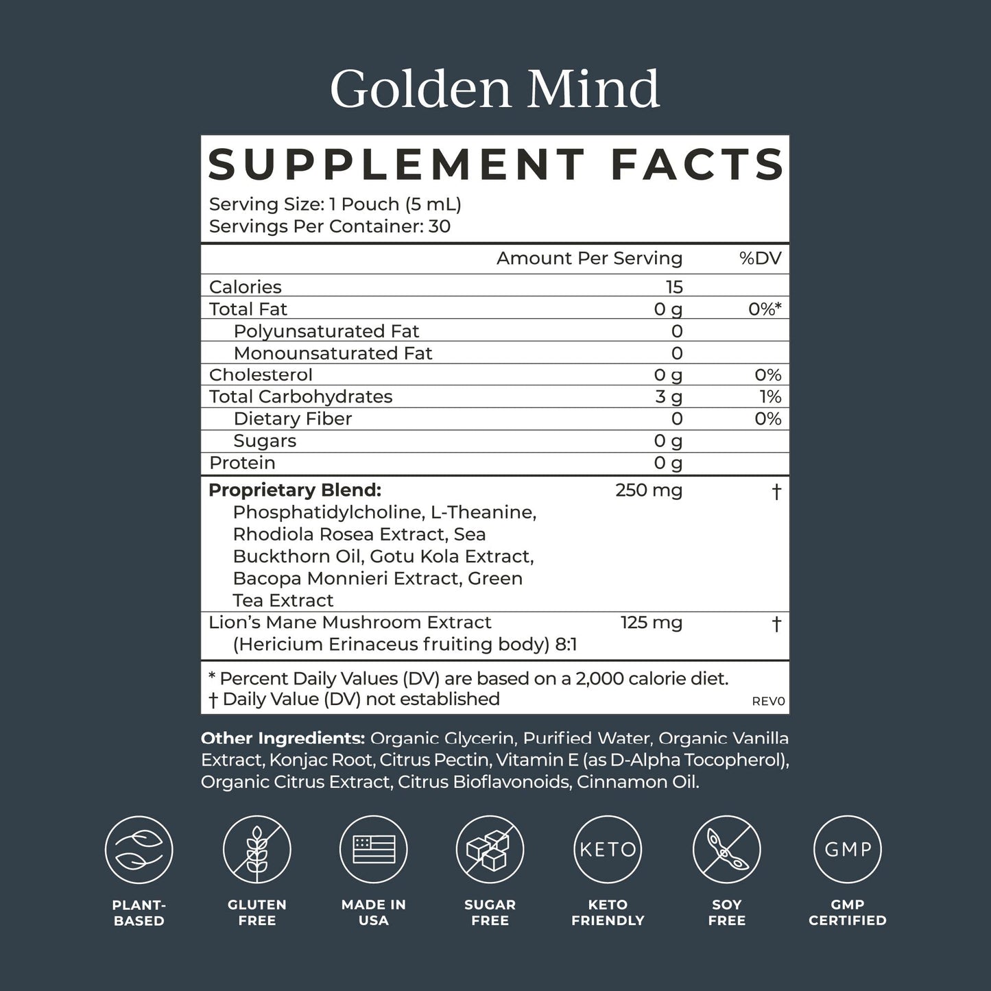 CYMBIOTIKA Golden Mind Nootropic - Boosts Focus, Memory, Alertness, Supports Nervous System with Bacopa, Green Tea, Lion’s Mane, L-Theanine, Rhodiola | 30 Pouches - Maple Wellness Supplements