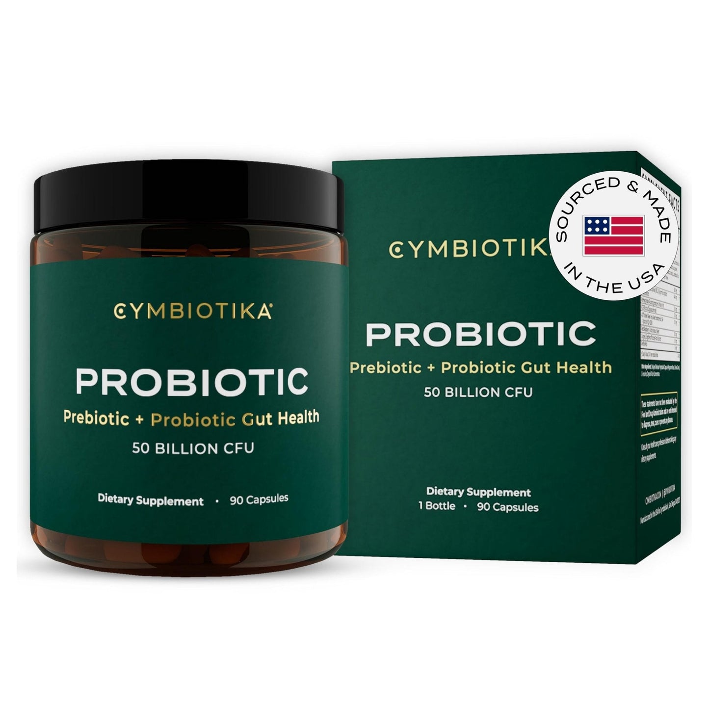 CYMBIOTIKA Probiotic + Prebiotic, 60 Billion CFU - 19 Strains, Gut Health Supplement for Women & Men, Immune Support, Digestive Health, & Gut Balance, 90 Capsules, 1 Month Supply, Made in USA - Maple Wellness Supplements