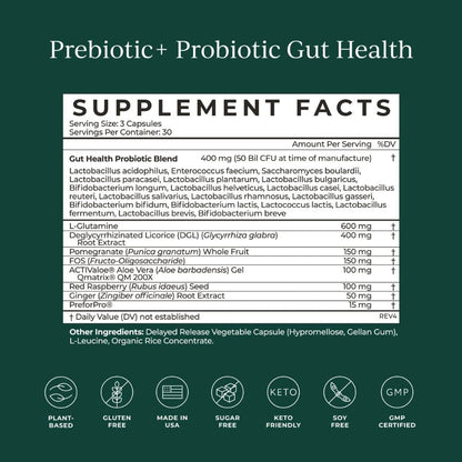 CYMBIOTIKA Probiotic + Prebiotic, 60 Billion CFU - 19 Strains, Gut Health Supplement for Women & Men, Immune Support, Digestive Health, & Gut Balance, 90 Capsules, 1 Month Supply, Made in USA - Maple Wellness Supplements