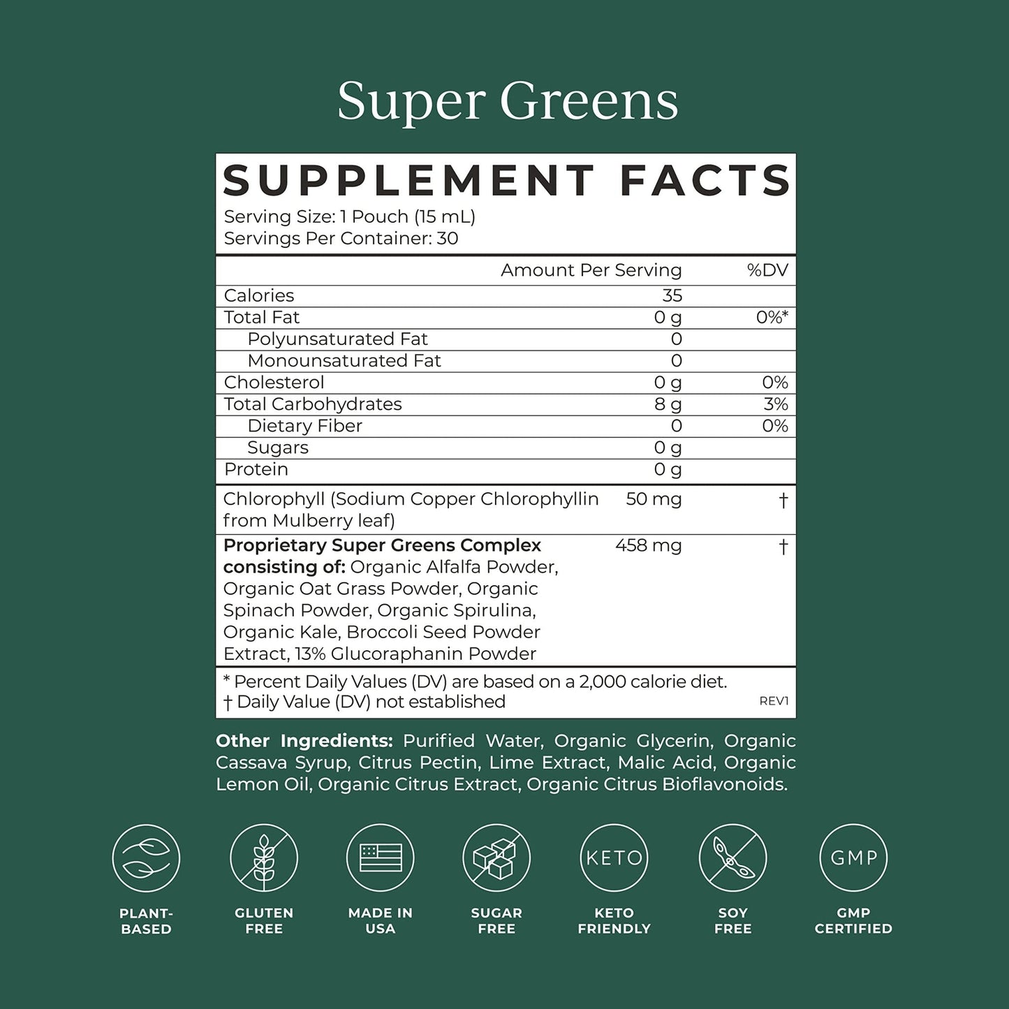 CYMBIOTIKA Super Greens Supplement with Chlorophyll, Spirulina, Daily Vegan Superfood Packets for Digestive Gut Health, Detox, Energy and Immune Support, Citrus Lime Flavor, 15 mL Pouches, 30 Pack - Maple Wellness Supplements