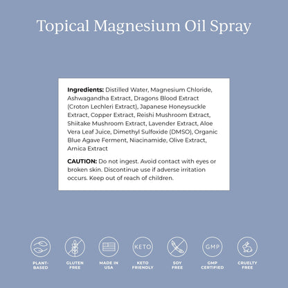 CYMBIOTIKA Topical Magnesium Oil Spray for Body, USA Made, Supplement for Leg Cramps, Muscle, Joint Health & Sleep Support, Includes Magnesium Chloride, Lavender Extract, Aloe Vera - Skin Applicator - Maple Wellness Supplements