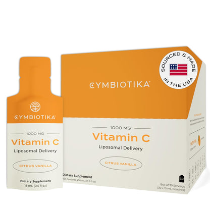 CYMBIOTIKA Vitamin C Individual Packets, Liposomal Delivery, Supplement for Immune Support, Collagen Boost, & Healthy Aging - Maple Wellness Supplements