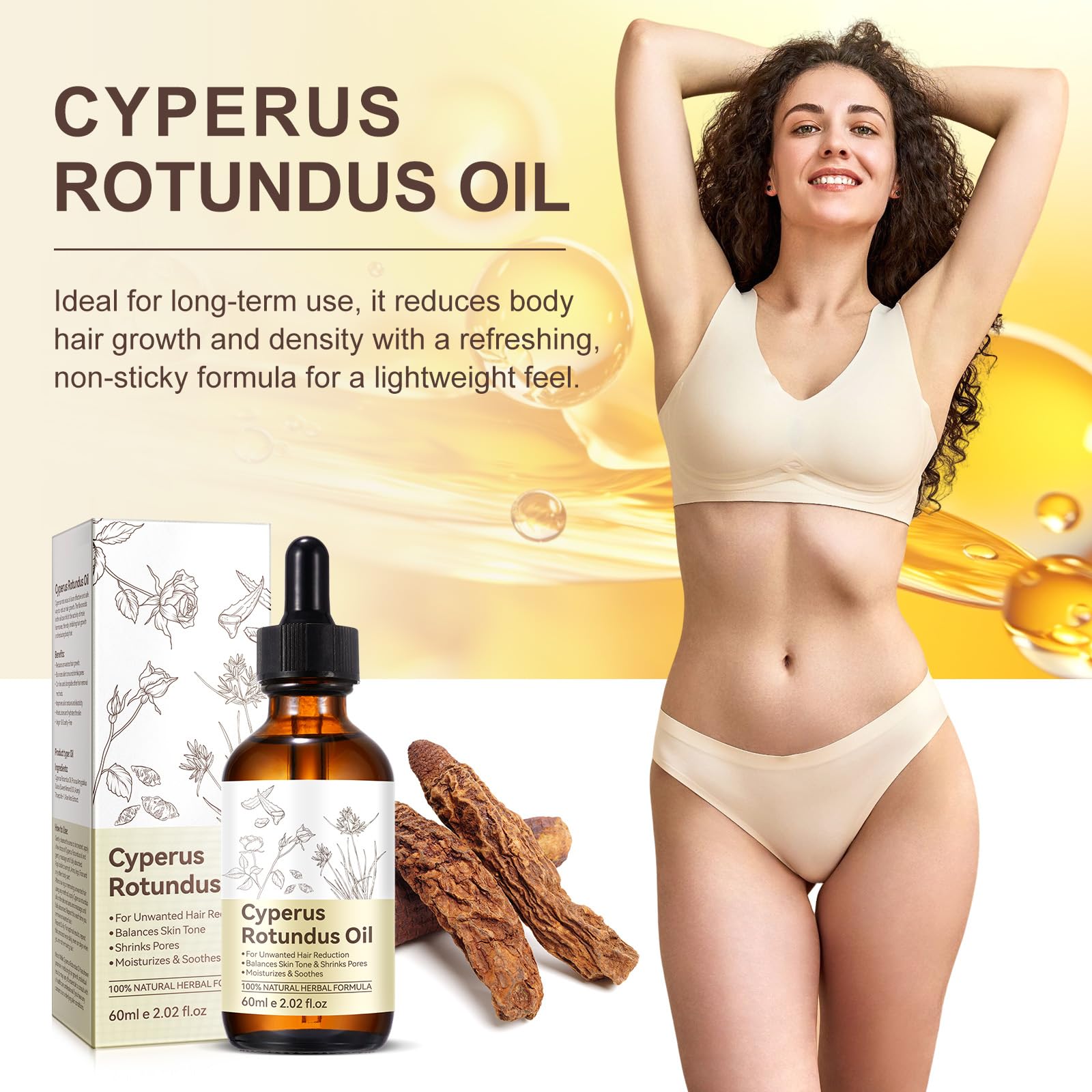 Cyperus Rotundus Oil, Natural for Reducing Body Hair Growth, Cyperus Rotundus Oil for Hair - Maple Wellness Supplements