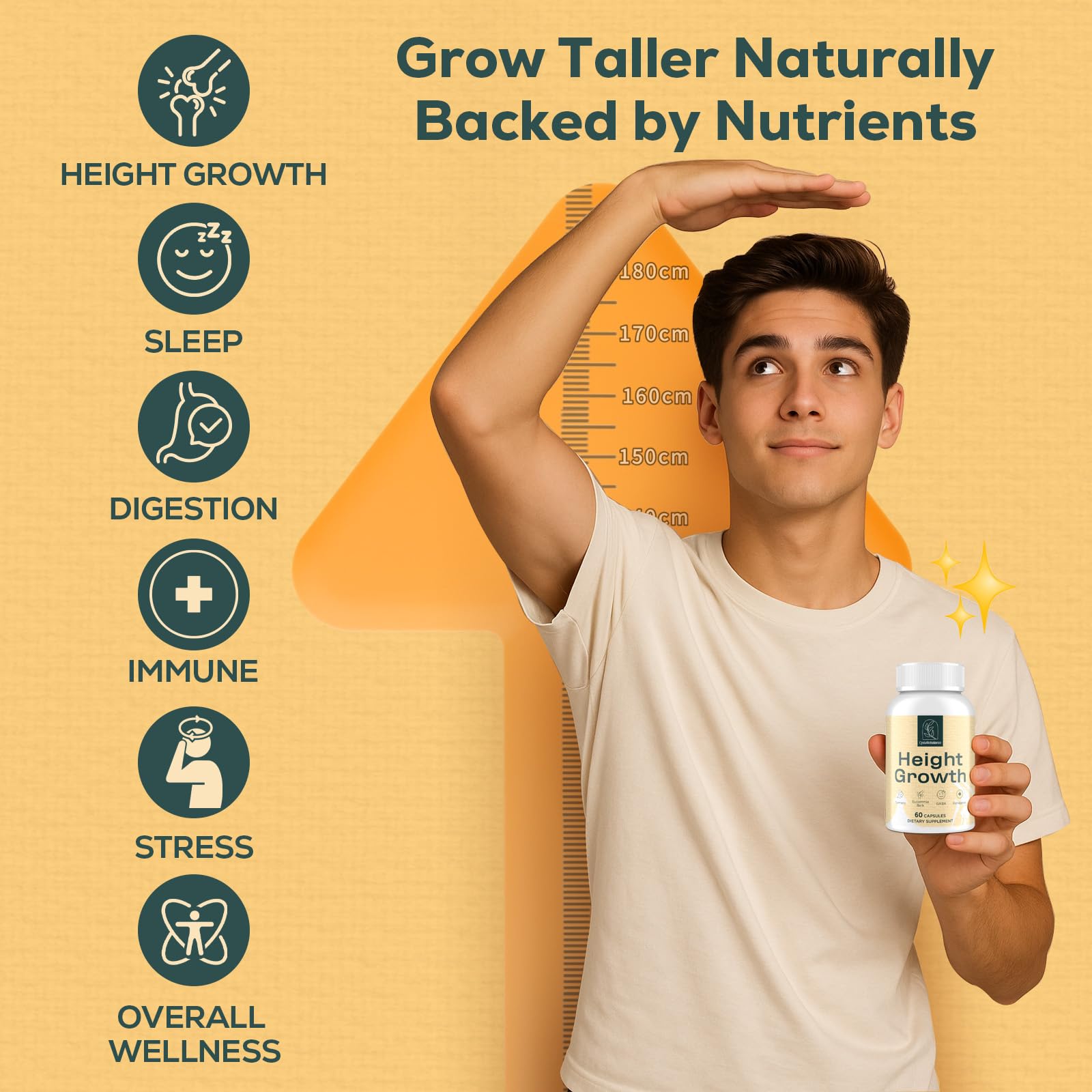 CystoRebalance 25-in 1 Bone Strength Supplement - for Natural Growth, Digestion and Stress - High Absorption - Calcium, Magnesium, Zinc, Ashwaganda and Multivitamins for Age 12+ | 60 Caps - Maple Wellness Supplements