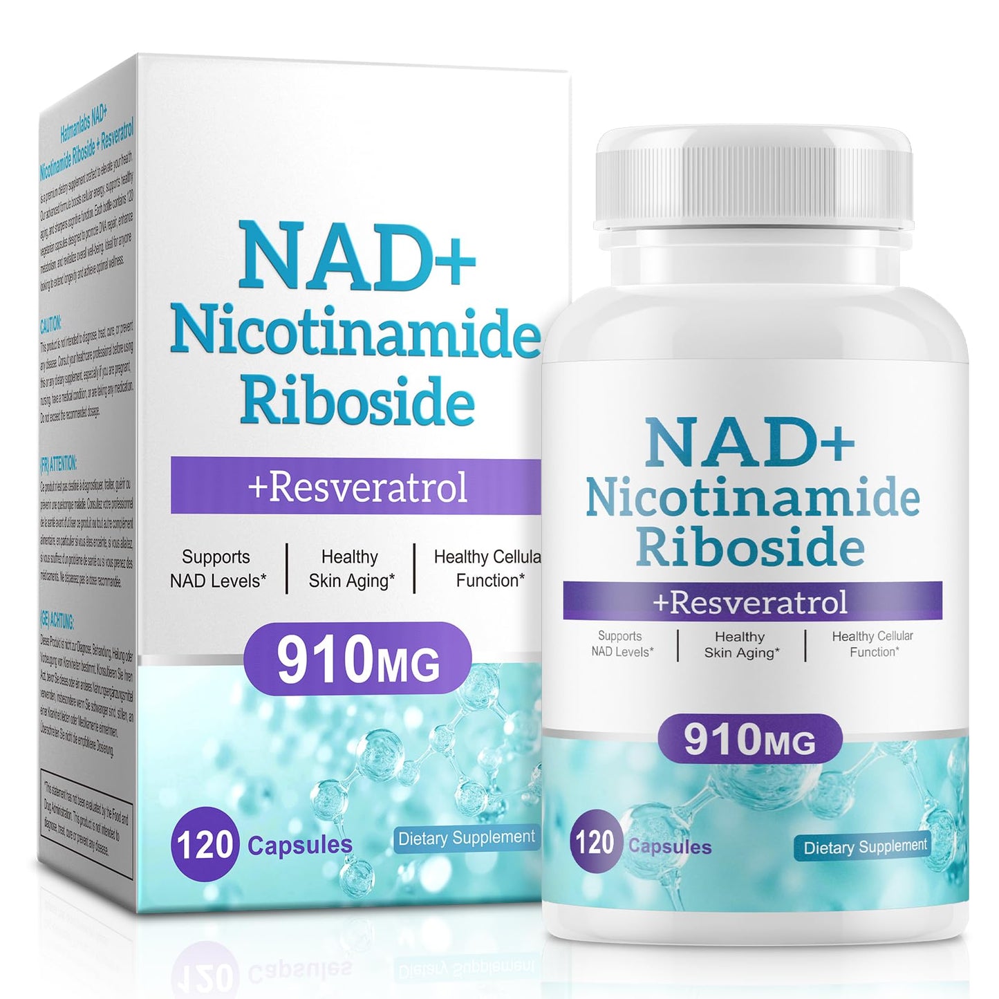 Daiasns NAD Supplement for Men and Women - Liposomal Nicotinamide Riboside, Quercetin, NAD+ Supplement with Resveratrol 910mg - Supports Muscle, Brain, Energy, 120 Capsules - Maple Wellness Supplements