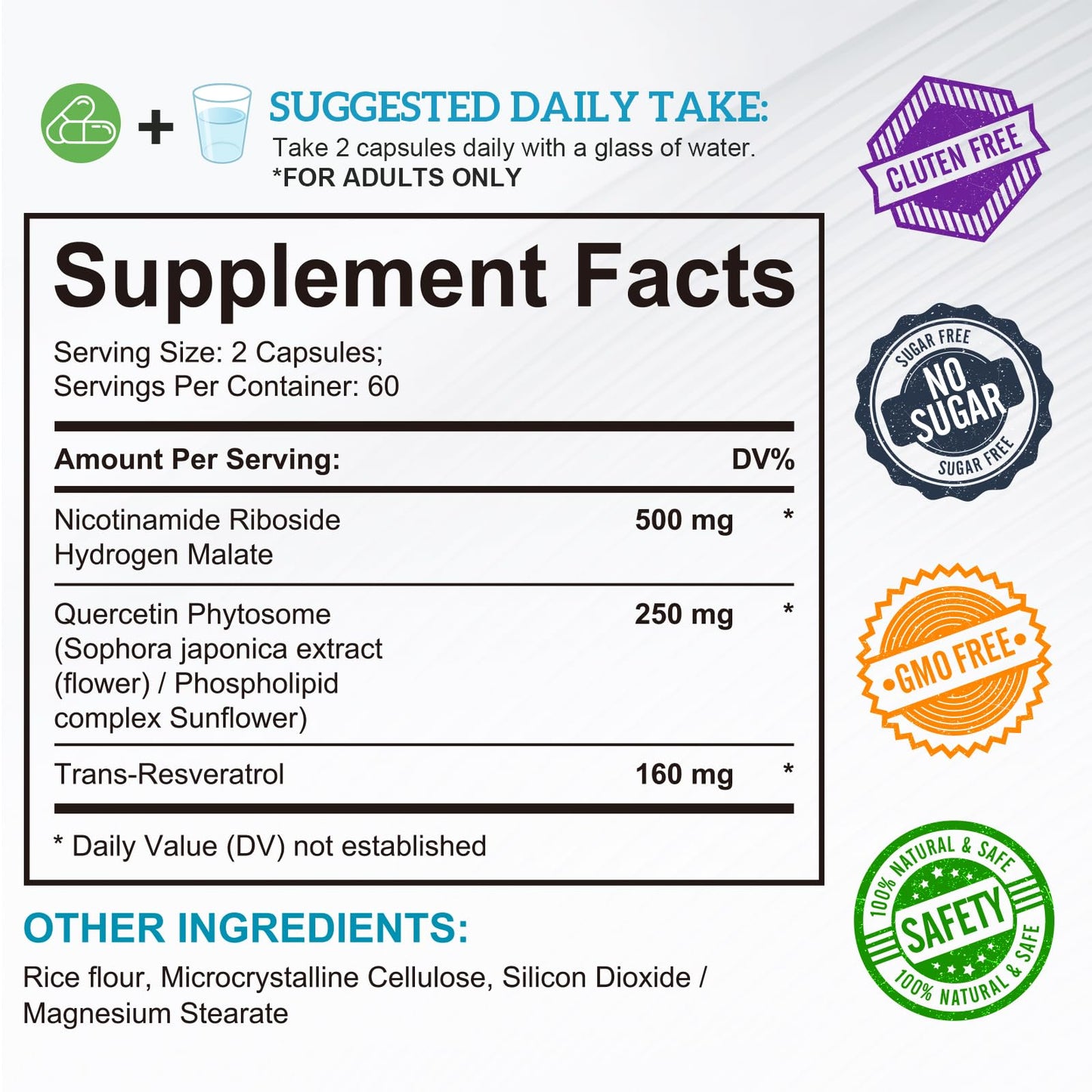 Daiasns NAD Supplement for Men and Women - Liposomal Nicotinamide Riboside, Quercetin, NAD+ Supplement with Resveratrol 910mg - Supports Muscle, Brain, Energy, 120 Capsules - Maple Wellness Supplements