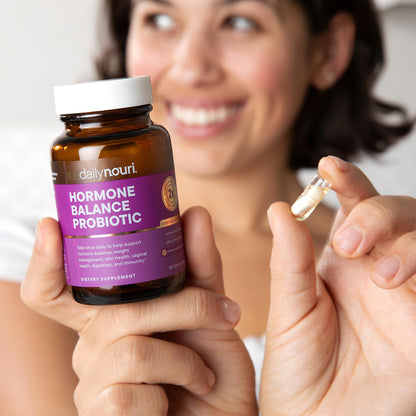 Daily Nouri Hormone Balance Probiotics for Women | Hormonal Balance Support | Vaginal pH + Gut Health | 7 Clinically Studied Strains + Omega | 30-Day Supply - Maple Wellness Supplements