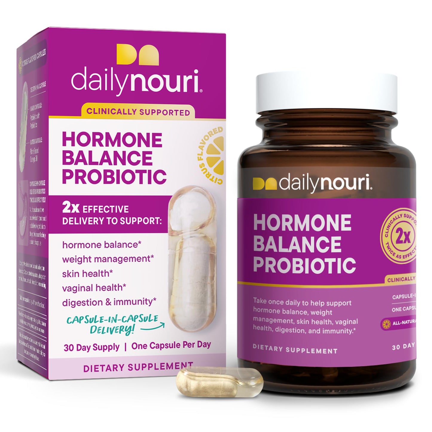 Daily Nouri Hormone Balance Probiotics for Women | Hormonal Balance Support | Vaginal pH + Gut Health | 7 Clinically Studied Strains + Omega | 30-Day Supply - Maple Wellness Supplements