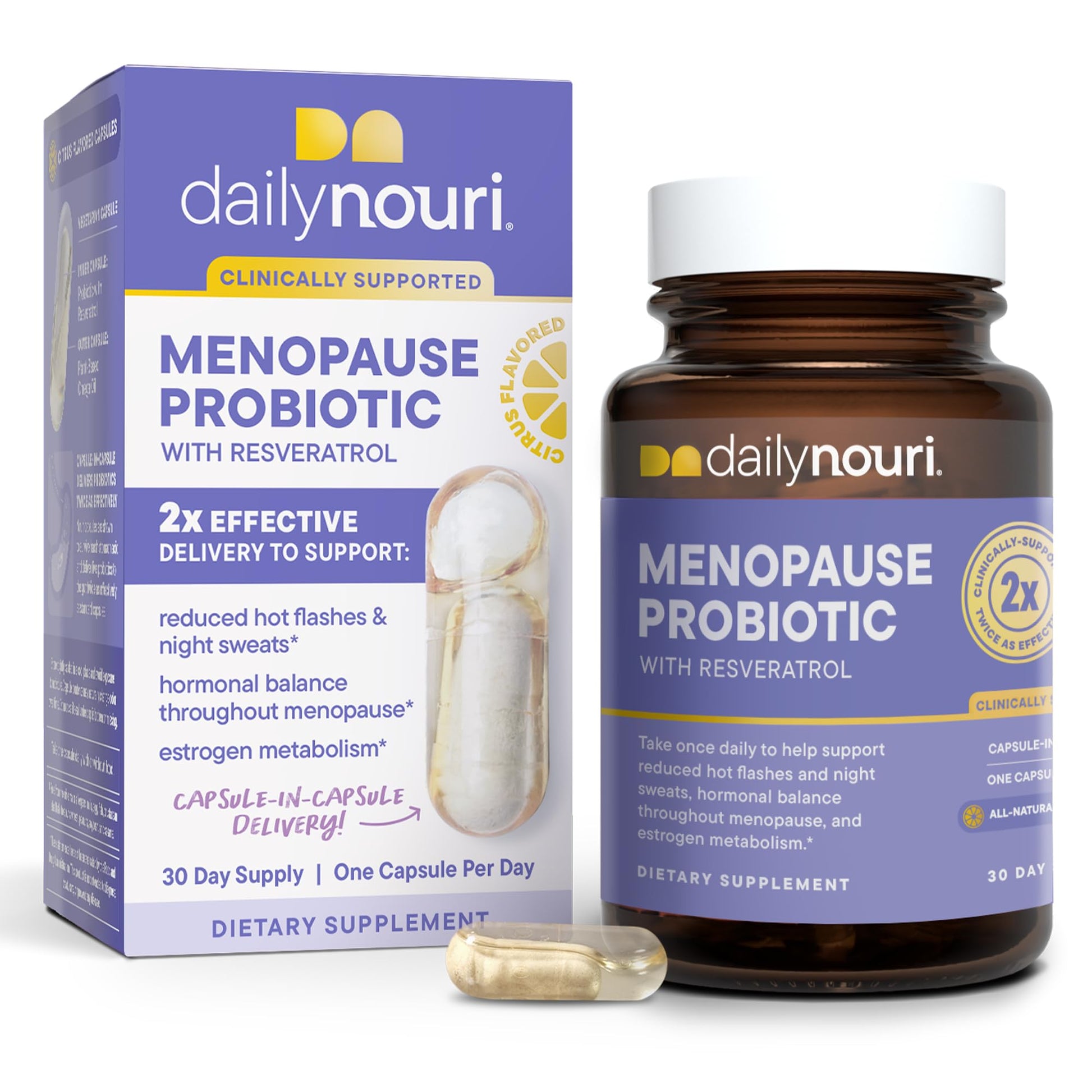 Daily Nouri Menopause Probiotics for Women | Hormonal Balance, Hot Flashes, Night Sweats & Gut Health | 3 Clinically Studied Strains - Maple Wellness Supplements