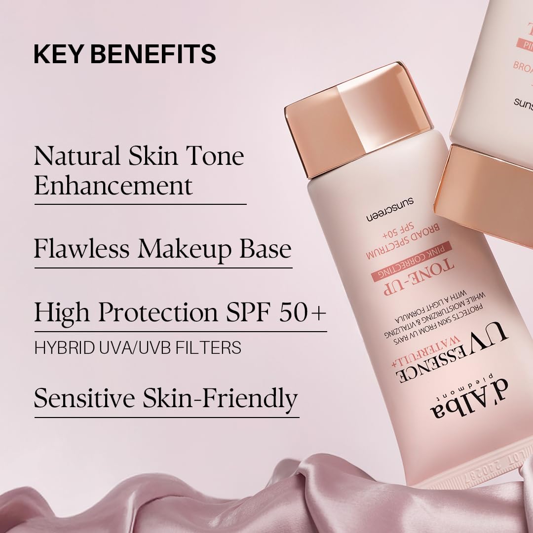 d'alba Piedmont Waterfull Tone-Up Sunscreen Serum BROAD SPECTRUM SPF 50 + Korean Sunscreen for Face, All Skin Tones (1.69 fl.oz.) - Maple Wellness Supplements