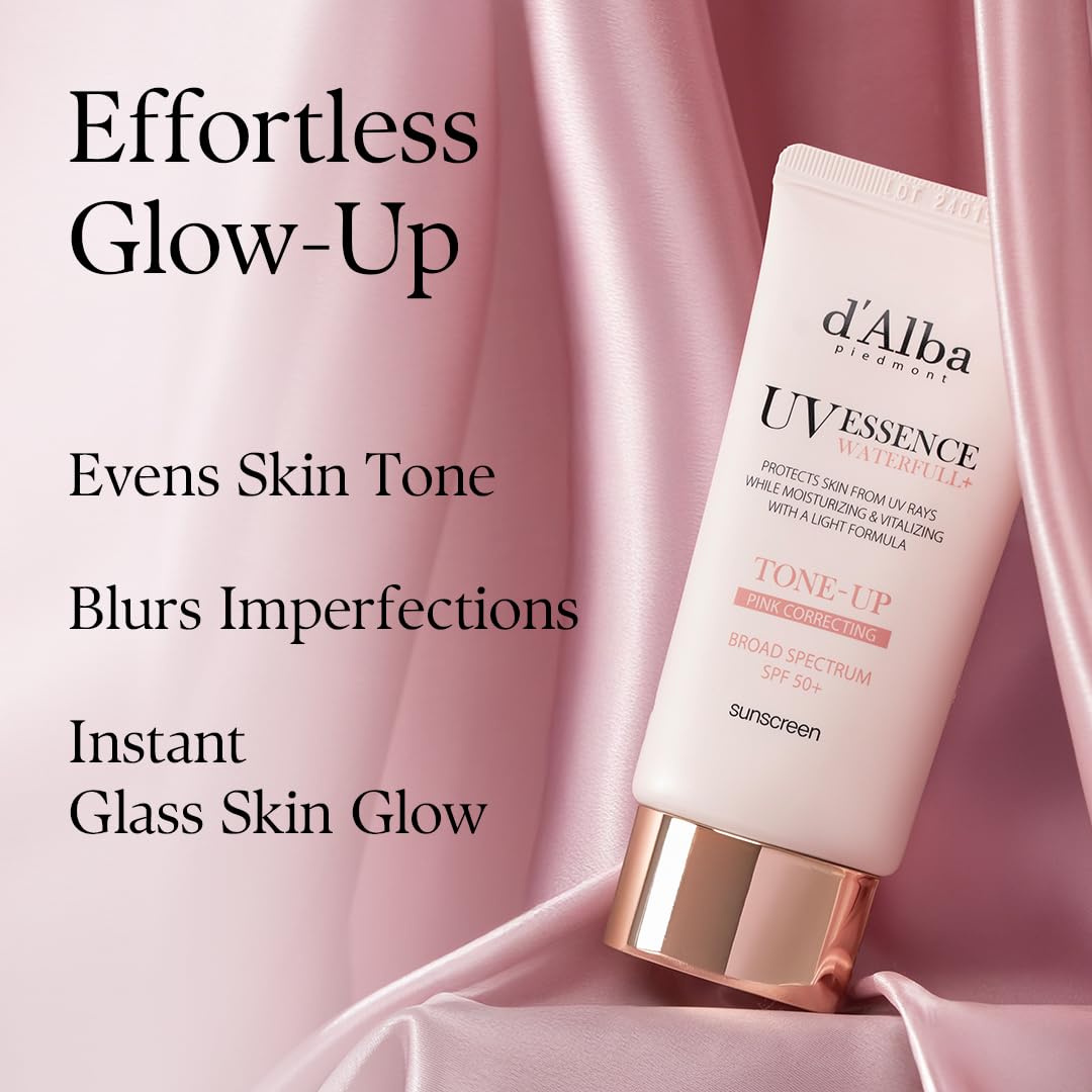 d'alba Piedmont Waterfull Tone-Up Sunscreen Serum BROAD SPECTRUM SPF 50 + Korean Sunscreen for Face, All Skin Tones (1.69 fl.oz.) - Maple Wellness Supplements