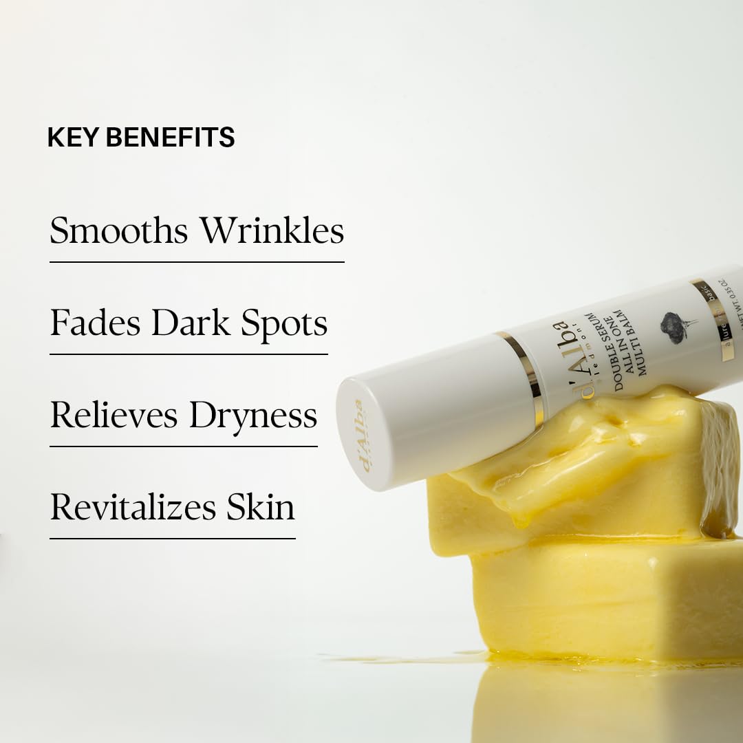 d'alba Piedmont White Truffle Double Serum All-in-one Multi Balm, Stick Balm, Vegan Skincare with Vitamin C and Vegan Collagen - Maple Wellness Supplements