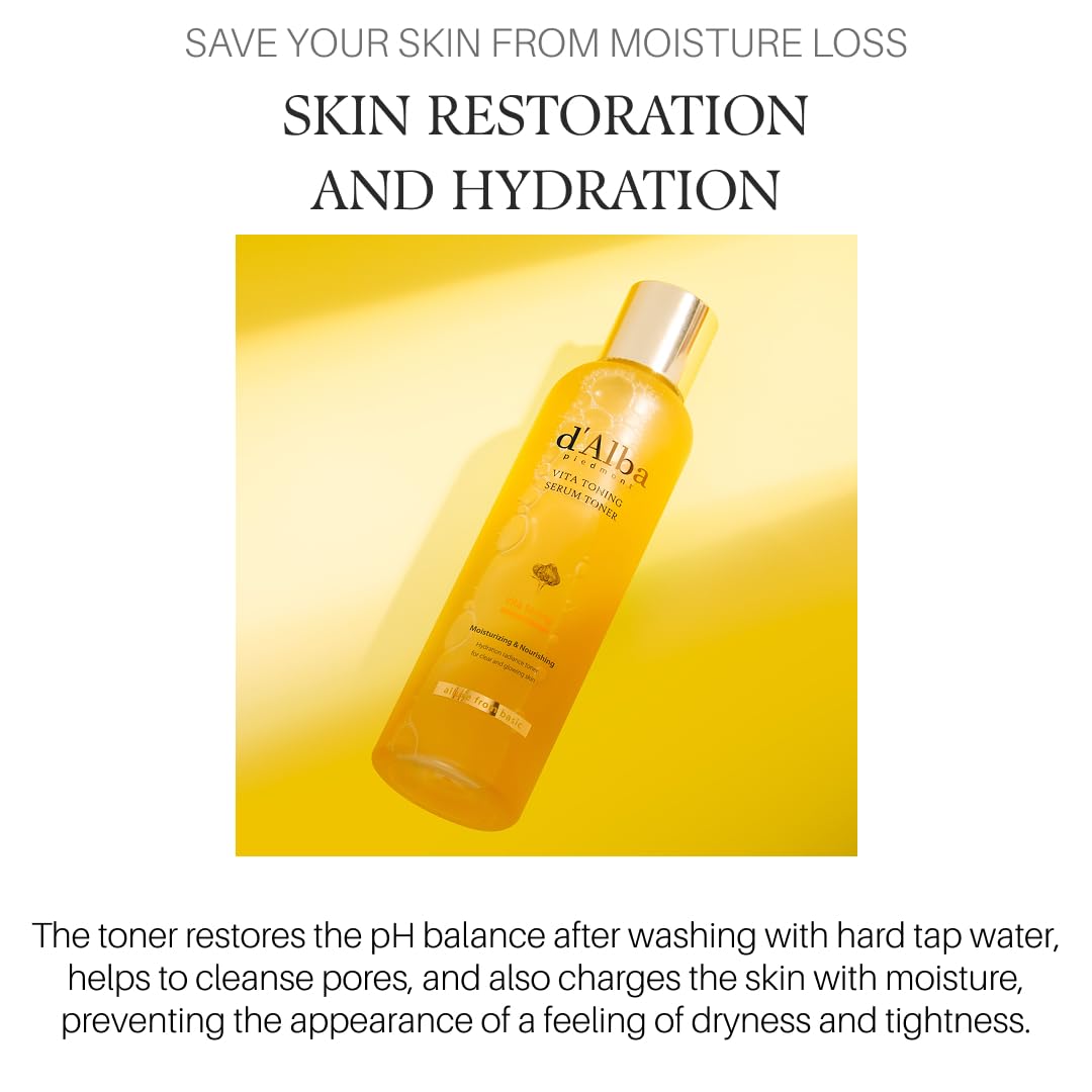 d'alba Piedmont White Truffle Vita Toning Serum Toner, Glass Skin with Double Vitamin Skincare, Face Moisturizer, (6.09 fl. oz) - Maple Wellness Supplements