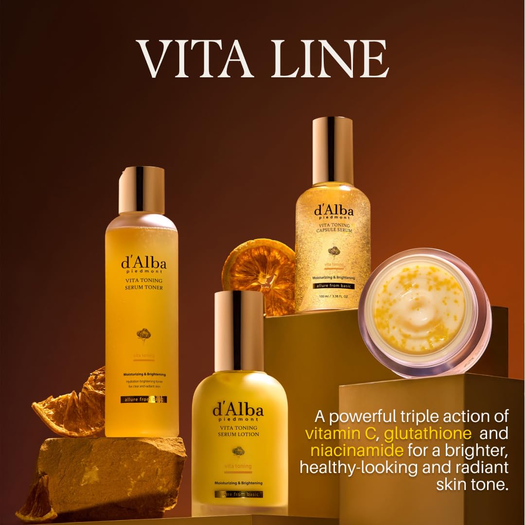 d'alba Piedmont White Truffle Vita Toning Serum Toner, Glass Skin with Double Vitamin Skincare, Face Moisturizer, (6.09 fl. oz) - Maple Wellness Supplements