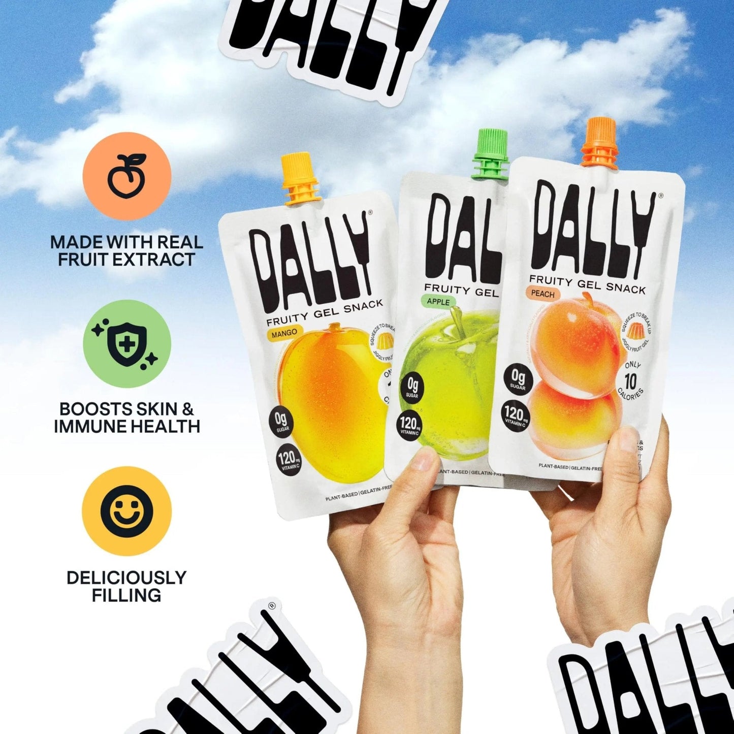 Dally Variety Pack [Mango, Peach & Apple] Drinkable Konjac Jelly 10 Pouches | 10-Calorie Keto, Gluten Free, Sugar Free Korean Fruit Snack | Prebiotics & Postbiotics for Skin, Immune, Weight Management - Maple Wellness Supplements