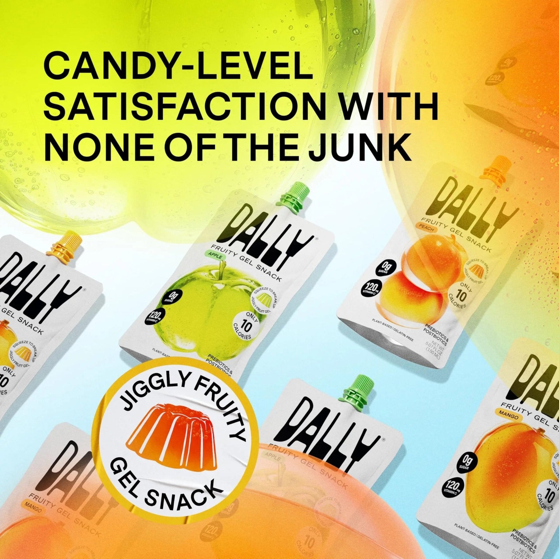Dally Variety Pack [Mango, Peach & Apple] Drinkable Konjac Jelly 10 Pouches | 10-Calorie Keto, Gluten Free, Sugar Free Korean Fruit Snack | Prebiotics & Postbiotics for Skin, Immune, Weight Management - Maple Wellness Supplements