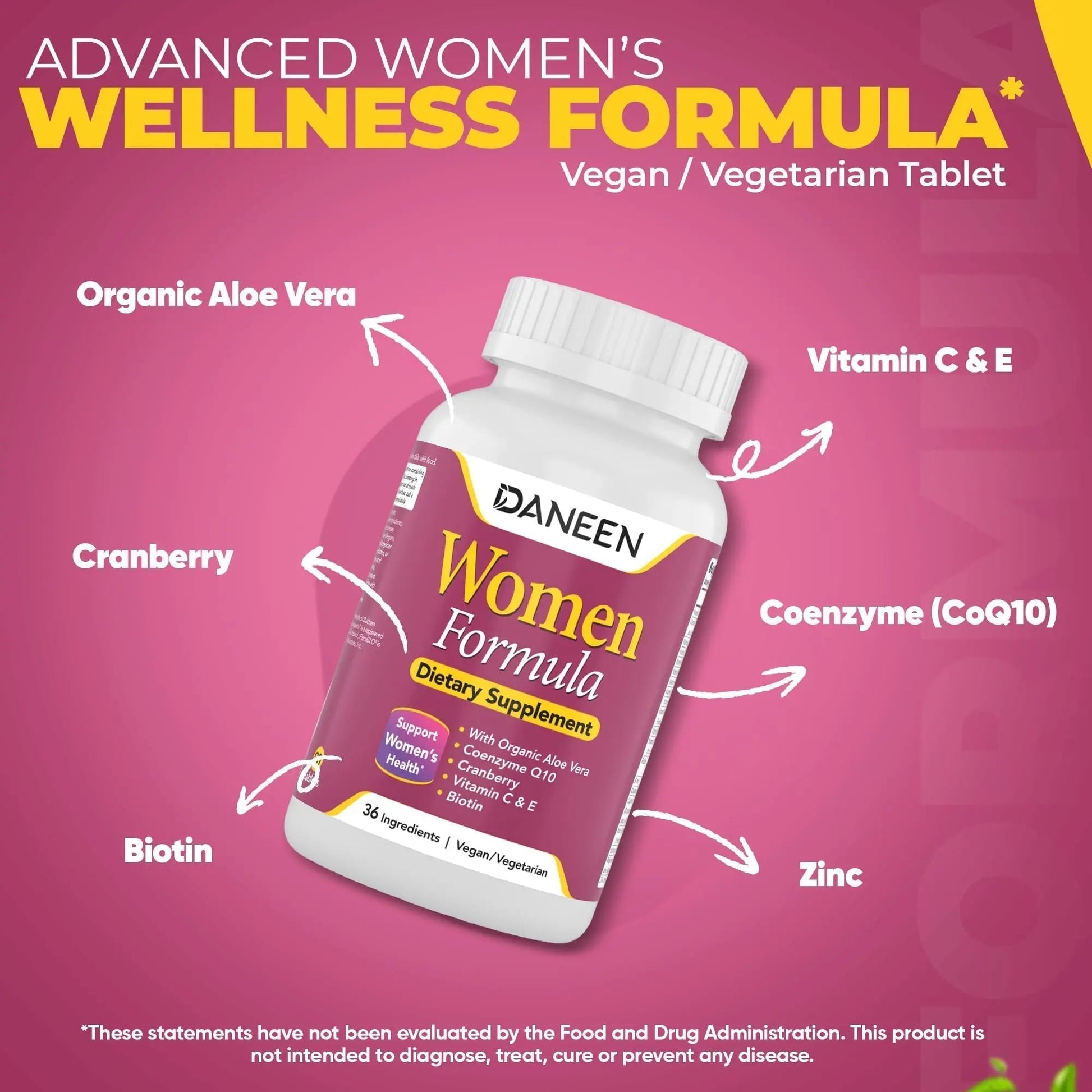 DANEEN Daily Multivitamin for Women - 36 Essential Ingredients - 90 Tablets - Vitamins for Women Multivitamin - Maple Wellness Supplements