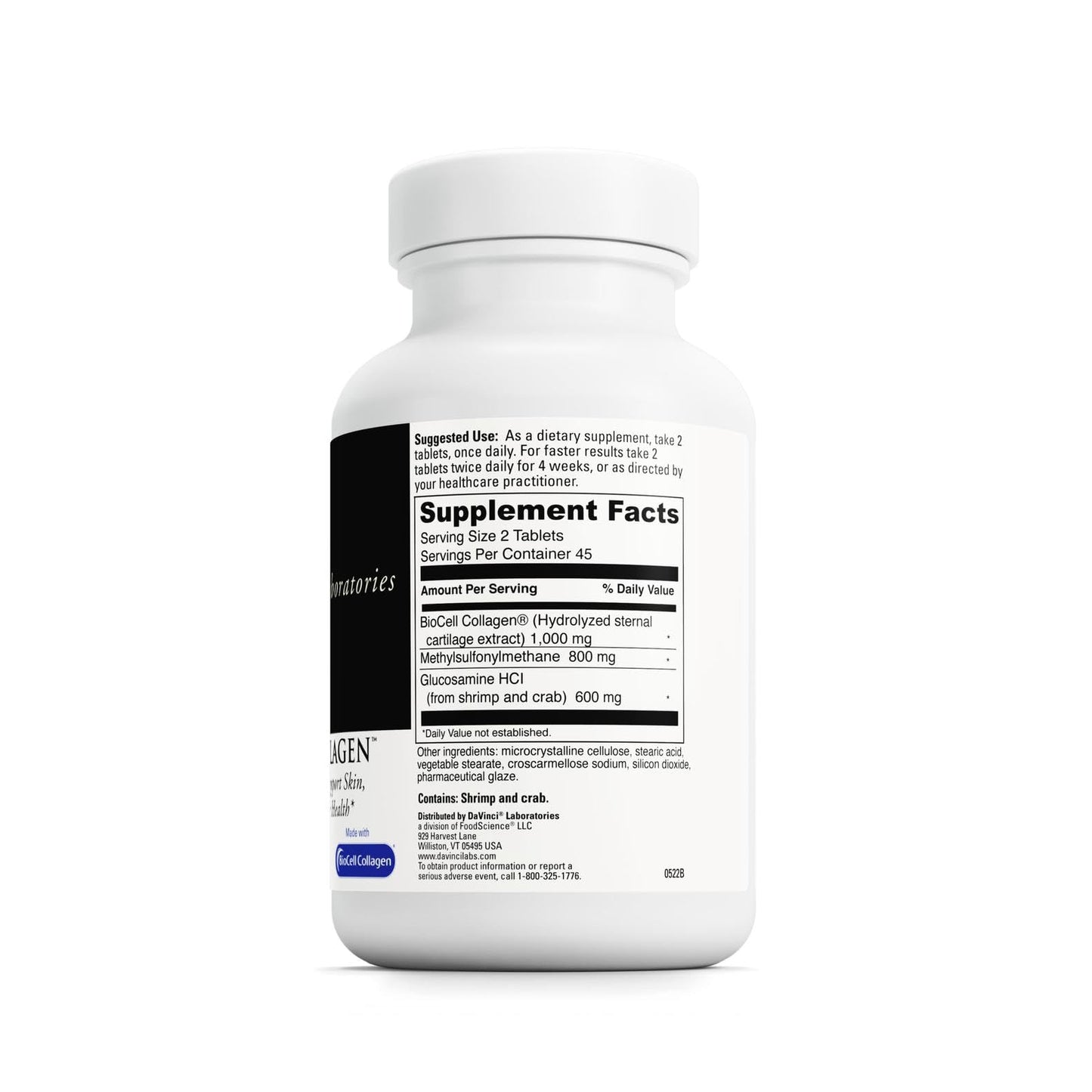 DAVINCI Labs Natures Collagen - BioCell Collagen Supplement with MSM & Glucosamine - Helps to Support Joint Health, Skin Health & Connective Tissues - Maple Wellness Supplements