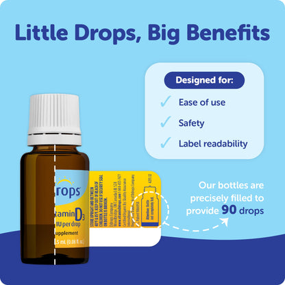 Ddrops Baby 400 IU, Vitamin D, 90 Drops 2.5mL (0.08 Fl. Oz (Pack of 1)) - Maple Wellness Supplements