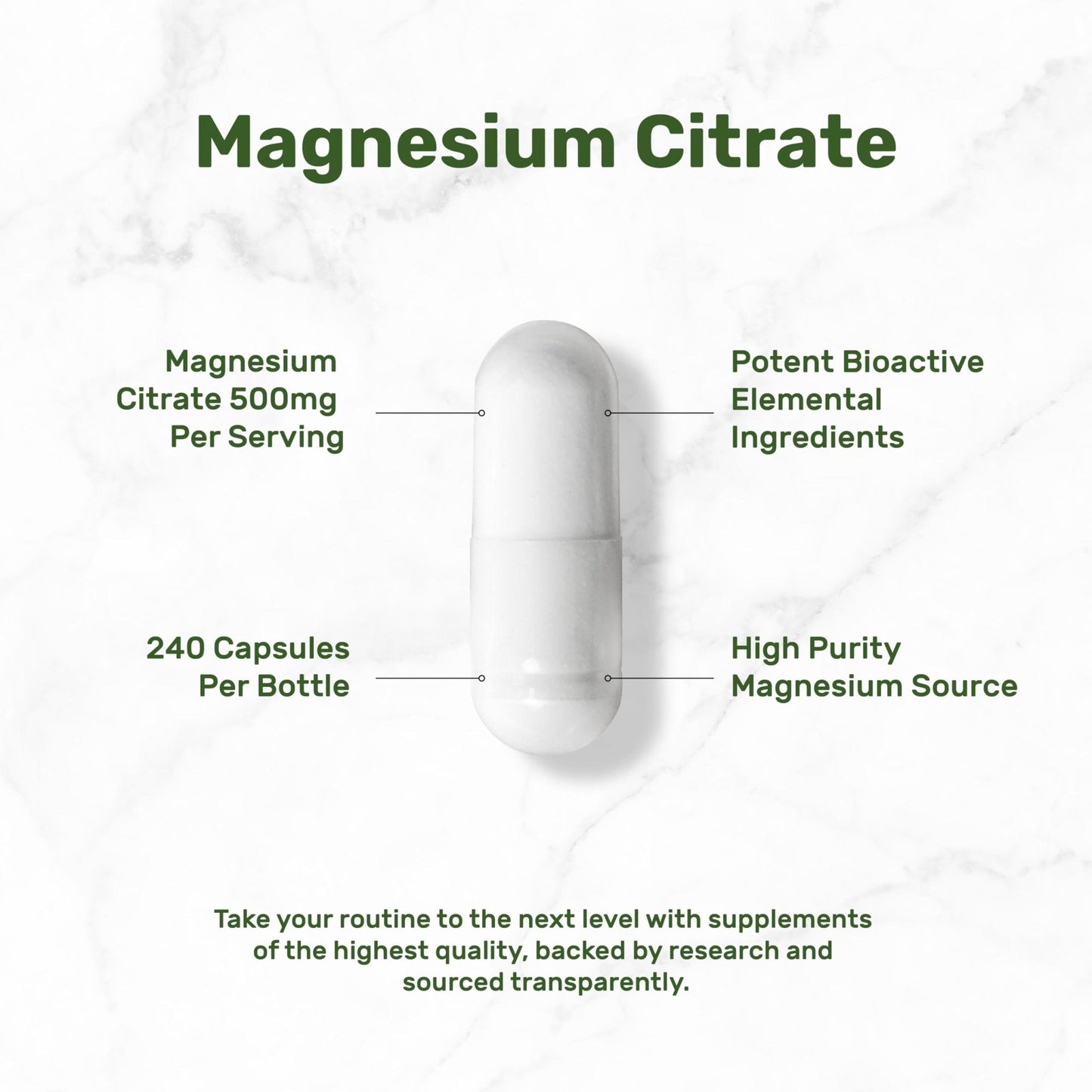 DEAL SUPPLEMENT Magnesium Citrate 500mg, 240 Capsules | Easily Absorbed, Purified Trace Mineral – One a Day, Non-GMO - Maple Wellness Supplements