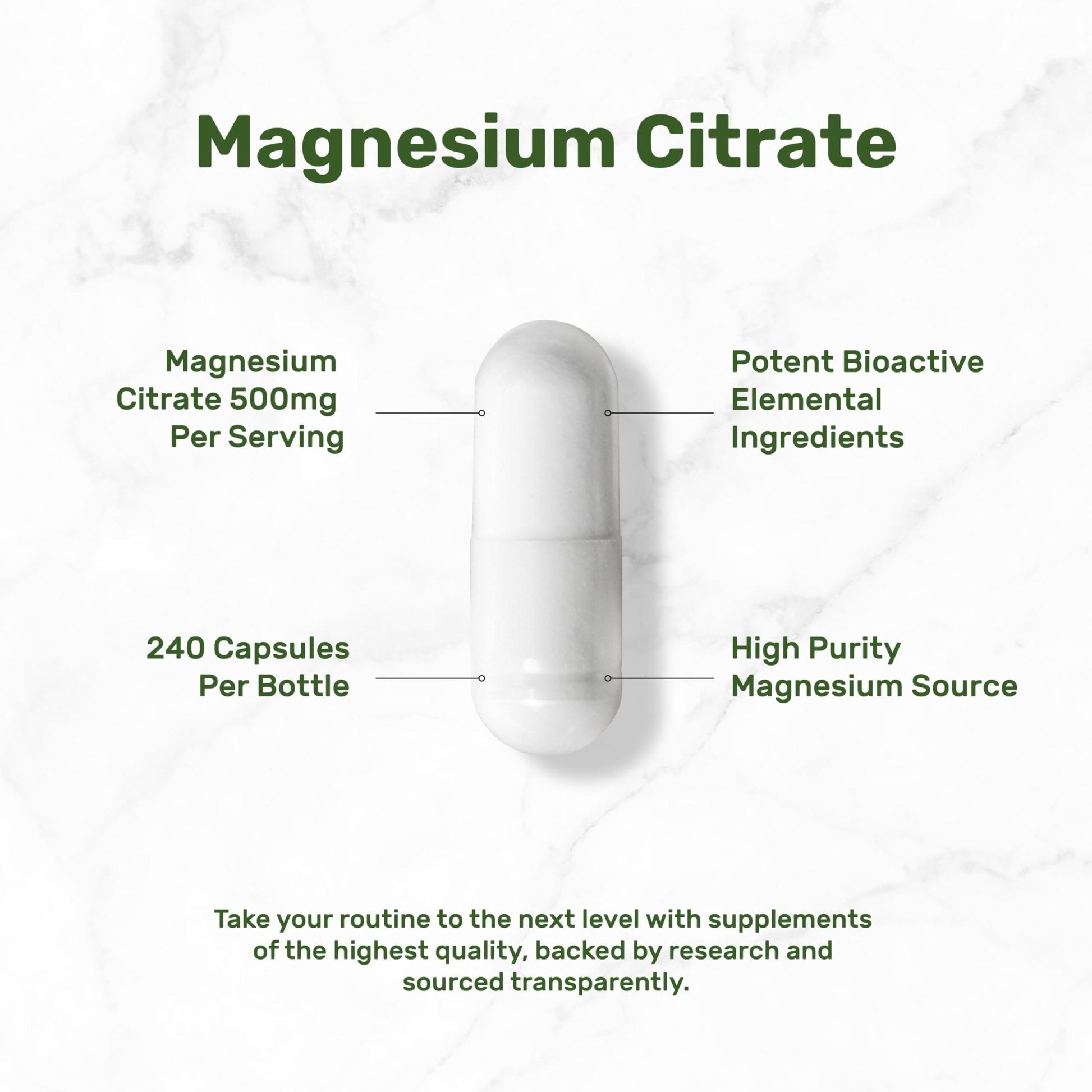 DEAL SUPPLEMENT Magnesium Citrate 500mg, 240 Capsules | Easily Absorbed, Purified Trace Mineral – One a Day, Non-GMO - Maple Wellness Supplements