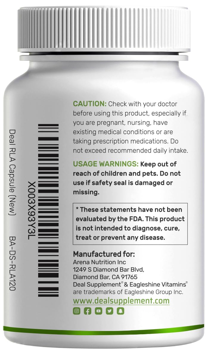DEAL SUPPLEMENT R Alpha Lipoic Acid 600mg with Benfotiamine 300mg Per Serving, 120 Veggie Capsules – 200mg R-ALA Per Capsule – Antioxidant Supplement - Maple Wellness Supplements