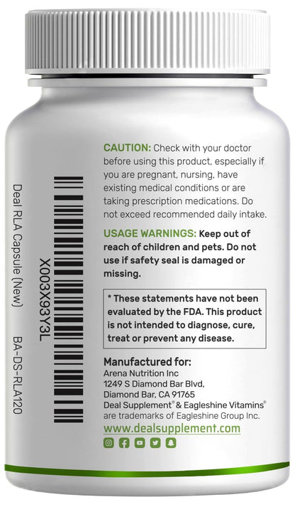 DEAL SUPPLEMENT R Alpha Lipoic Acid 600mg with Benfotiamine 300mg Per Serving, 120 Veggie Capsules – 200mg R-ALA Per Capsule – Antioxidant Supplement - Maple Wellness Supplements