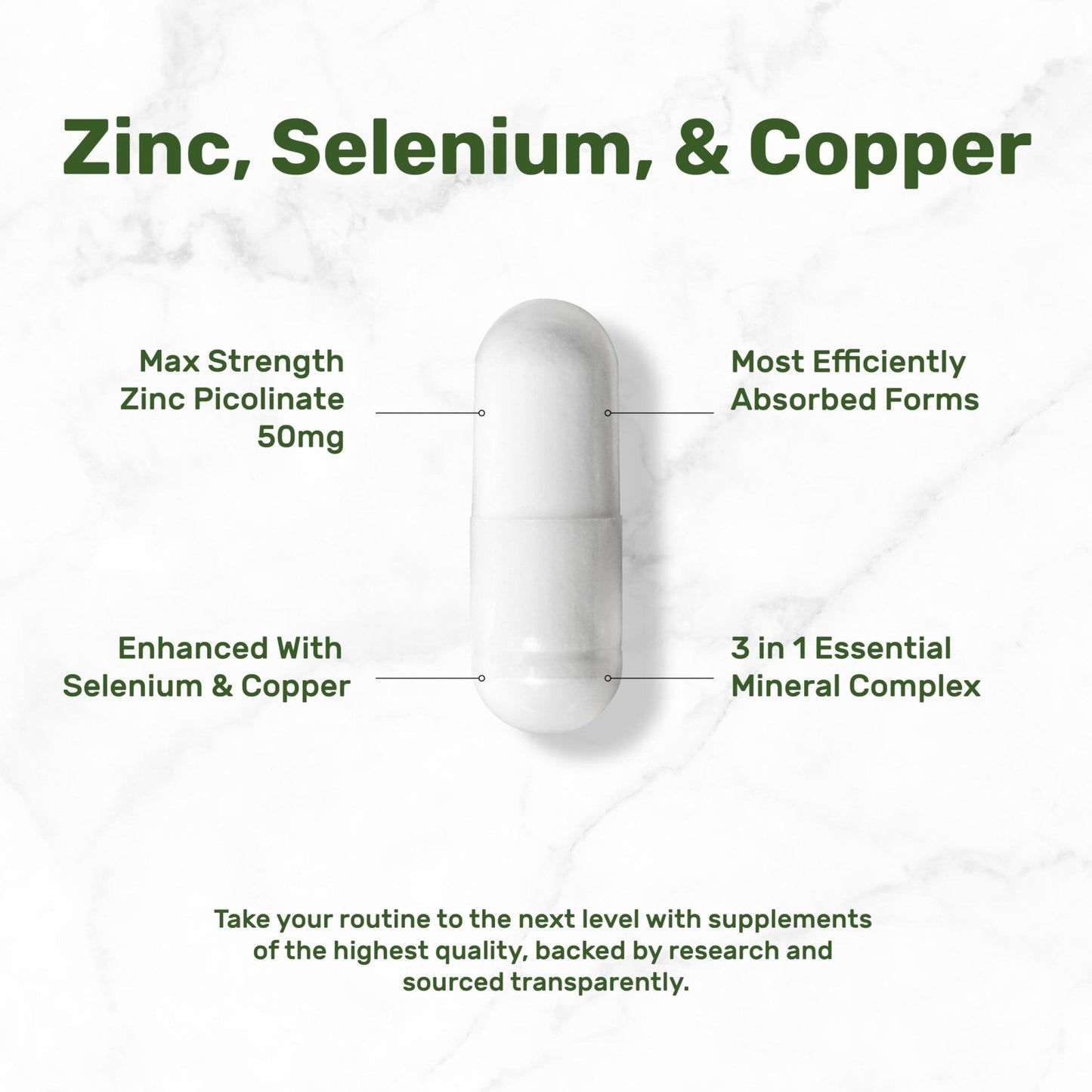 Deal Supplement Zinc 50mg with Selenium + Copper, 240 Capsules, 8 Month Supply, 3 in 1 Mineral Formula, Zinc Picolinate Complex Supplement - Maple Wellness Supplements