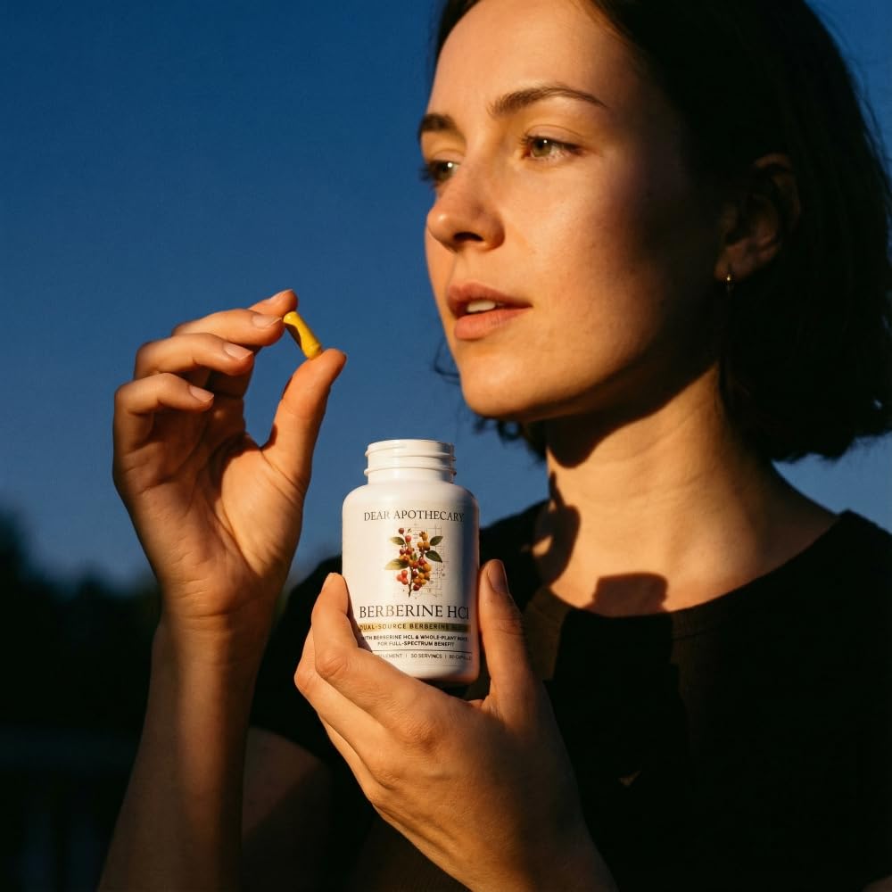 Dear Apothecary Berberine HCl 1200mg Supplement - Dual Source Bark & Root Extract - Berberis Aristata - USA Grown Botanical Extract - Maple Wellness Supplements