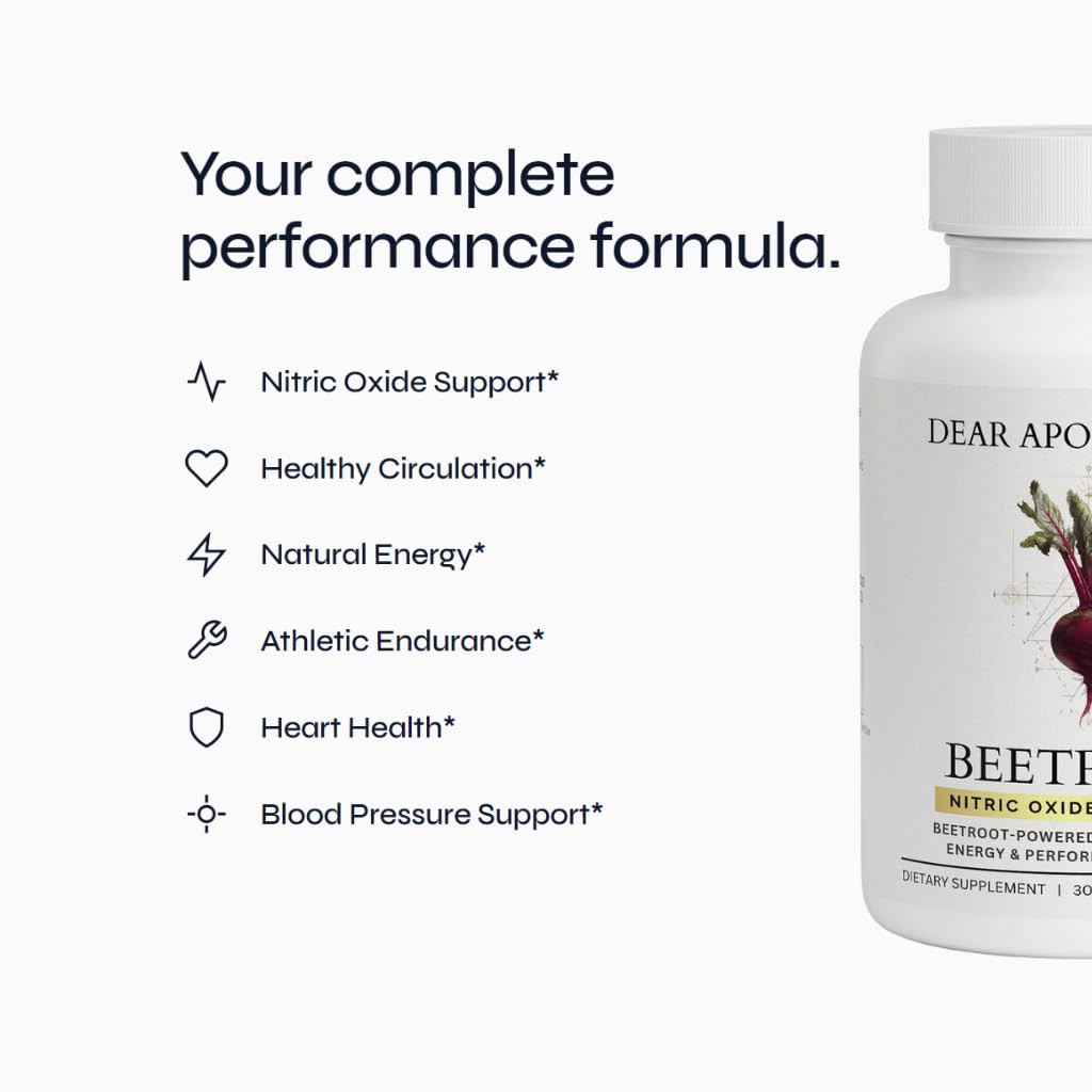 Dear Apothecary Organic Beetroot Capsules | 1300mg Beet Root Powder | Nitric Oxide Precursor | 60 Vegetarian Capsules | Non-GMO, Gluten Free, Vegan - Maple Wellness Supplements