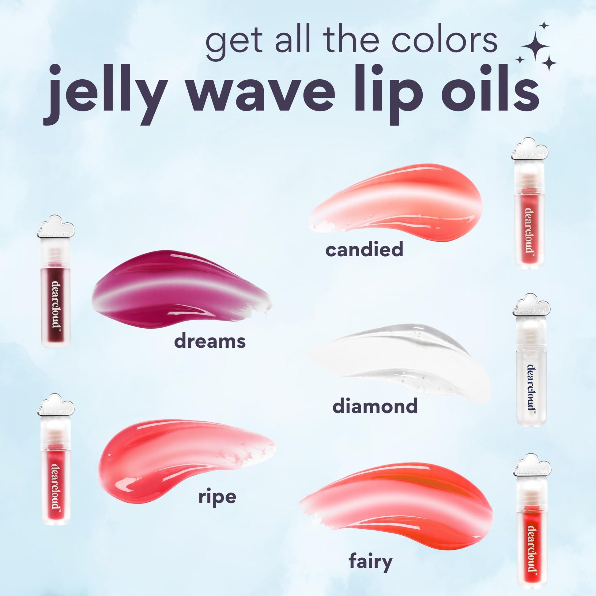 dearcloud Jelly Wave Lush Lip Oil – Clear Lip Gloss and Lip Gloss for Women - Korean skincare essential – Lip Oil for Women with Collagen - Diamond (0.13 oz) - Maple Wellness Supplements