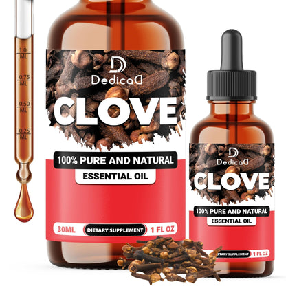 DEDICAD - 1 FL Oz - 30ml - Clove Essential Oil Supplement – for Toothache, Oral Care, Skin & Hair – Clove Oil Organic - Maple Wellness Supplements