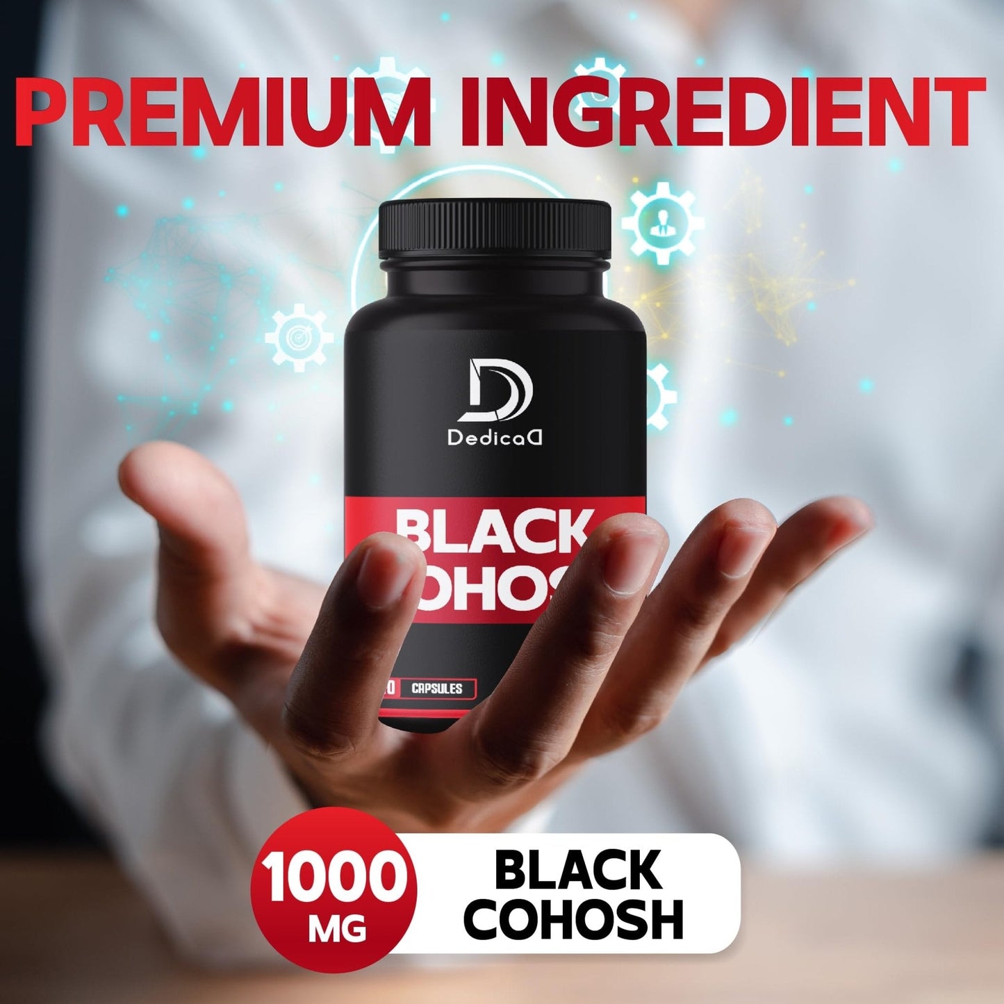 DEDICAD 1000mg Black Cohosh for Menopause Hot Flashes - 240 Capsules for 4-Month Supply - Support for Body Management, Women's Health & Immune System - Maple Wellness Supplements