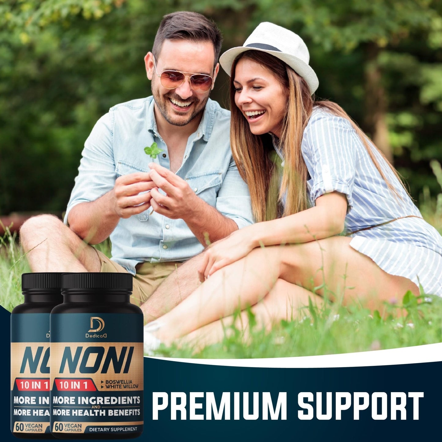 DEDICAD 10in1 Noni Capsules - 4 Month Supply with Elderberry, Boswellia, Turmeric, Ginger & More - Support Muscle, Joint, Digestive & Immune - 2 Packs of 60 Vegan Capsules, Non-GMO & Gluten-Free - Maple Wellness Supplements