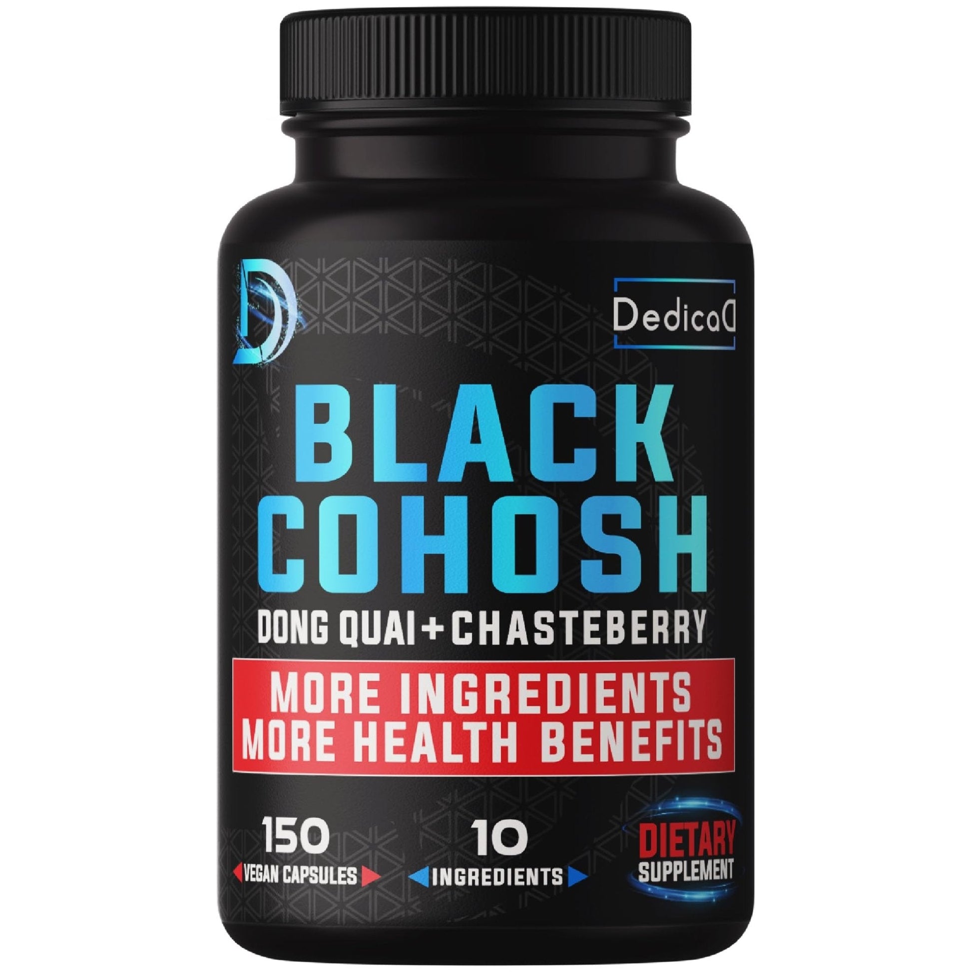 DEDICAD 12in1 Black Cohosh 5-Month Supply for Menopause Support Supplement with Dong Quai, Chasteberry, Red Raspberry, Licorice, Wild Yam & More - 150 Capsules - Maple Wellness Supplements