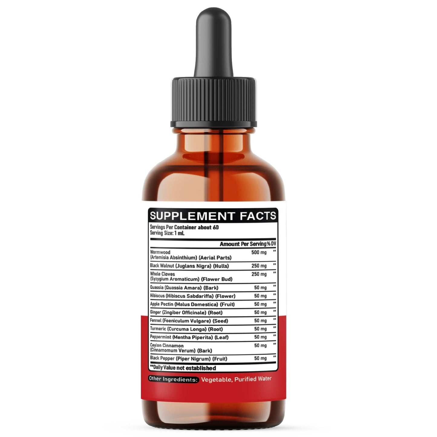 DEDICAD 12in1 Wormwood Liquid Drops Added Black Walnut, Whole Cloves and 9 More Herbs - 2 Fl Oz - 60 Days Supply - Mint Flavor - Maple Wellness Supplements