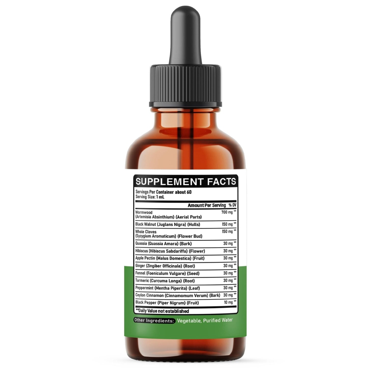 DEDICAD 12in1 Wormwood Liquid Drops - Black Walnut Wormwood Tincture Liquid Extract Whole Cloves and 9 More Herbs - 60 Days Supply - Maple Wellness Supplements