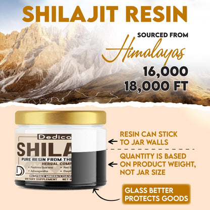 DEDICAD 30g Shilajit Resin with Herbal Complex - Paullinia Guarana, Gotu Kola Leaf & More - Shilajit Pure Himalayan Organic for Immune System, Energy Production, Brain Health & Stamina - Maple Wellness Supplements