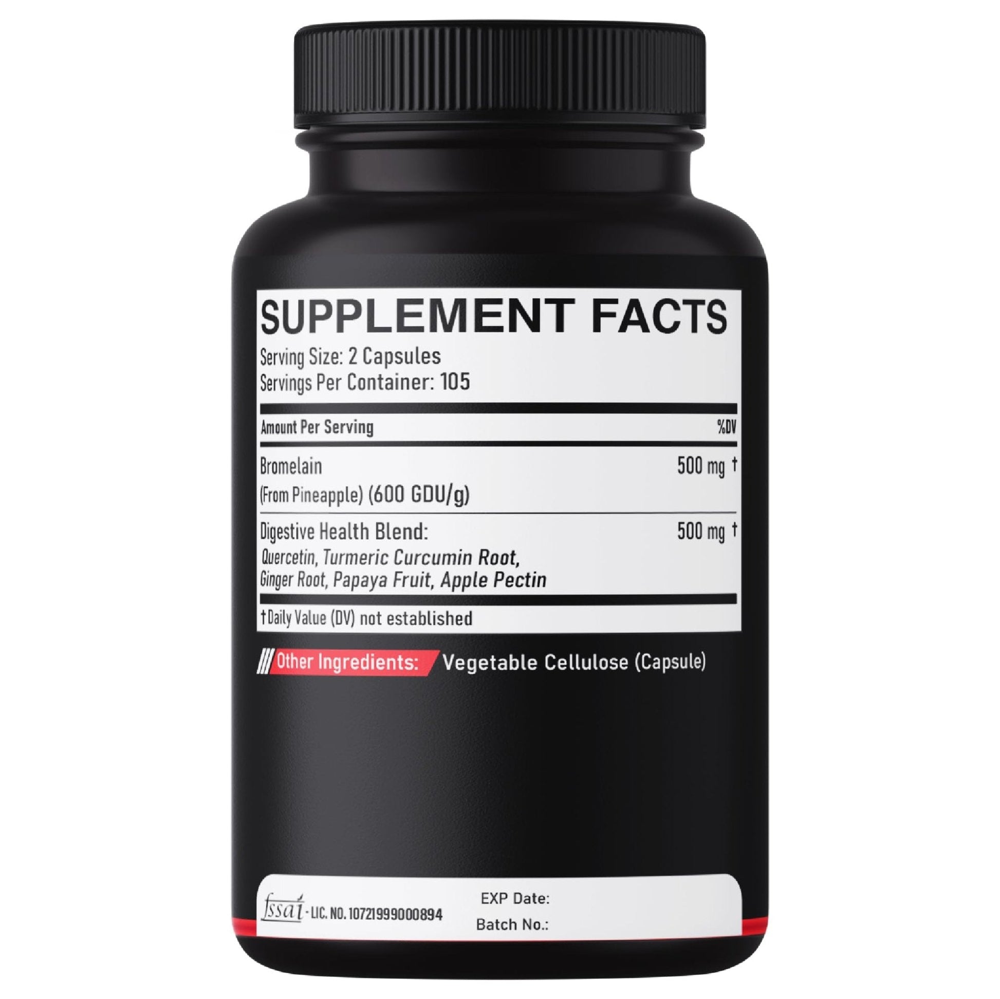 DEDICAD 6in1 Bromelain 500mg Supplement - 1000mg per Serving - 210 Capsules with Digestive Health Blend as Quercetin, Ginger, Turmeric, Papaya - Support Overall Health, Digestion & Immune System - Maple Wellness Supplements