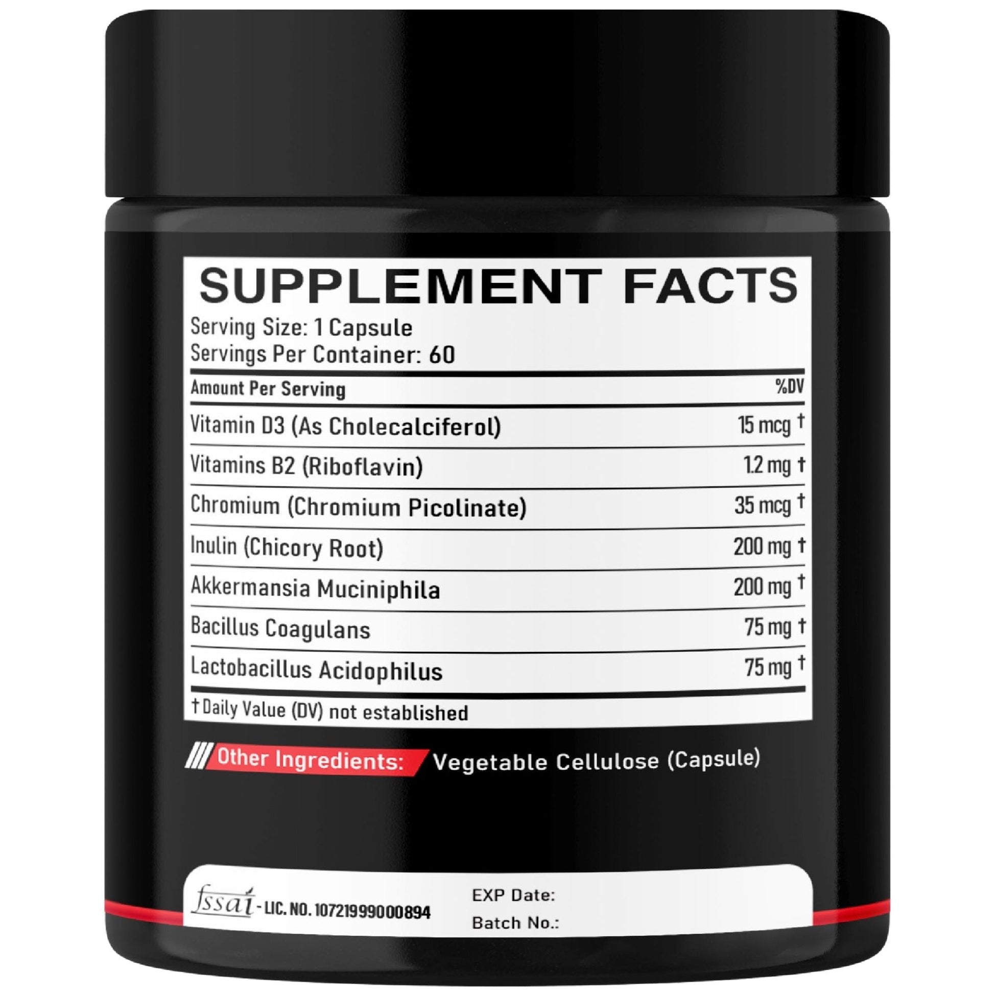 DEDICAD Akkermansia Probiotic for Increases GLP-1 - Contains Inulin, Bacillus Coagulans, Lactobacillus Acidophilus & Chromium - 60 Days Supply - 60 Capsules - Maple Wellness Supplements