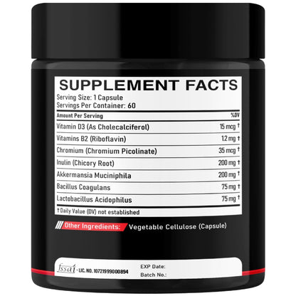 DEDICAD Akkermansia Probiotic for Increases GLP-1 - Contains Inulin, Bacillus Coagulans, Lactobacillus Acidophilus & Chromium - 60 Days Supply - 60 Capsules - Maple Wellness Supplements